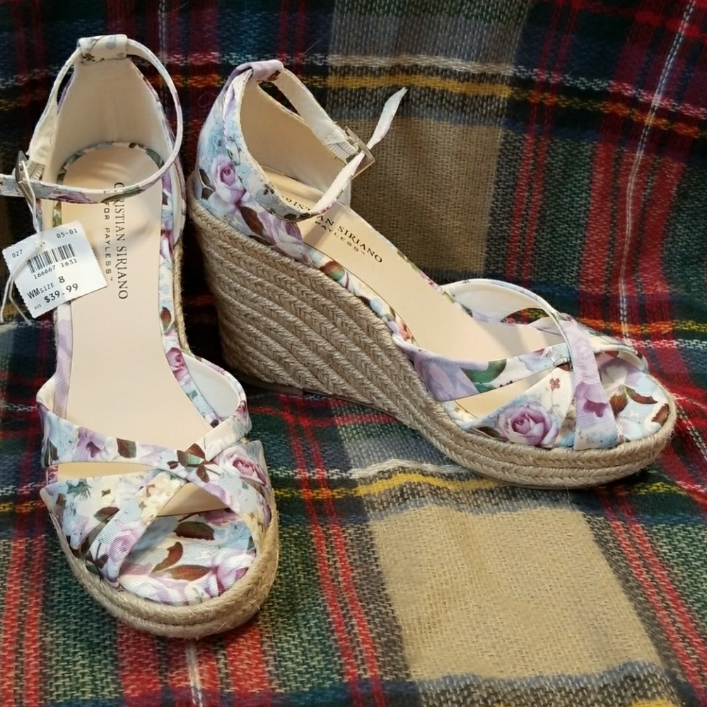 NWT Floral Wedges